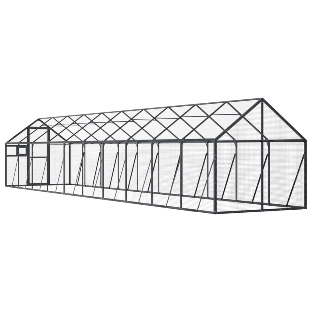 Voliera a gabbia 1,79 x 10 x 1,85 m alluminio antracite 02_0045631