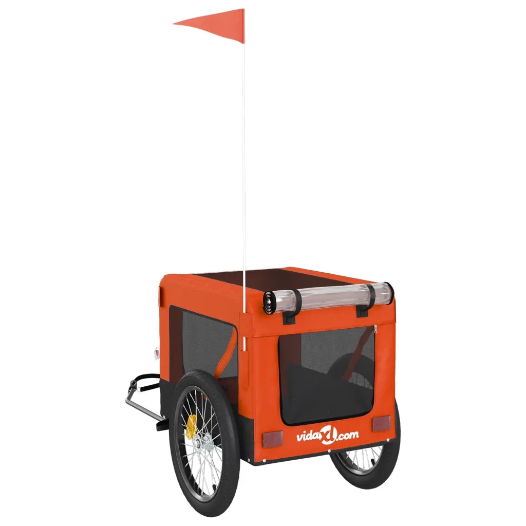 Rimorchio da Bici per Animali Arancione e Nero Oxford e Ferro CFW3383573