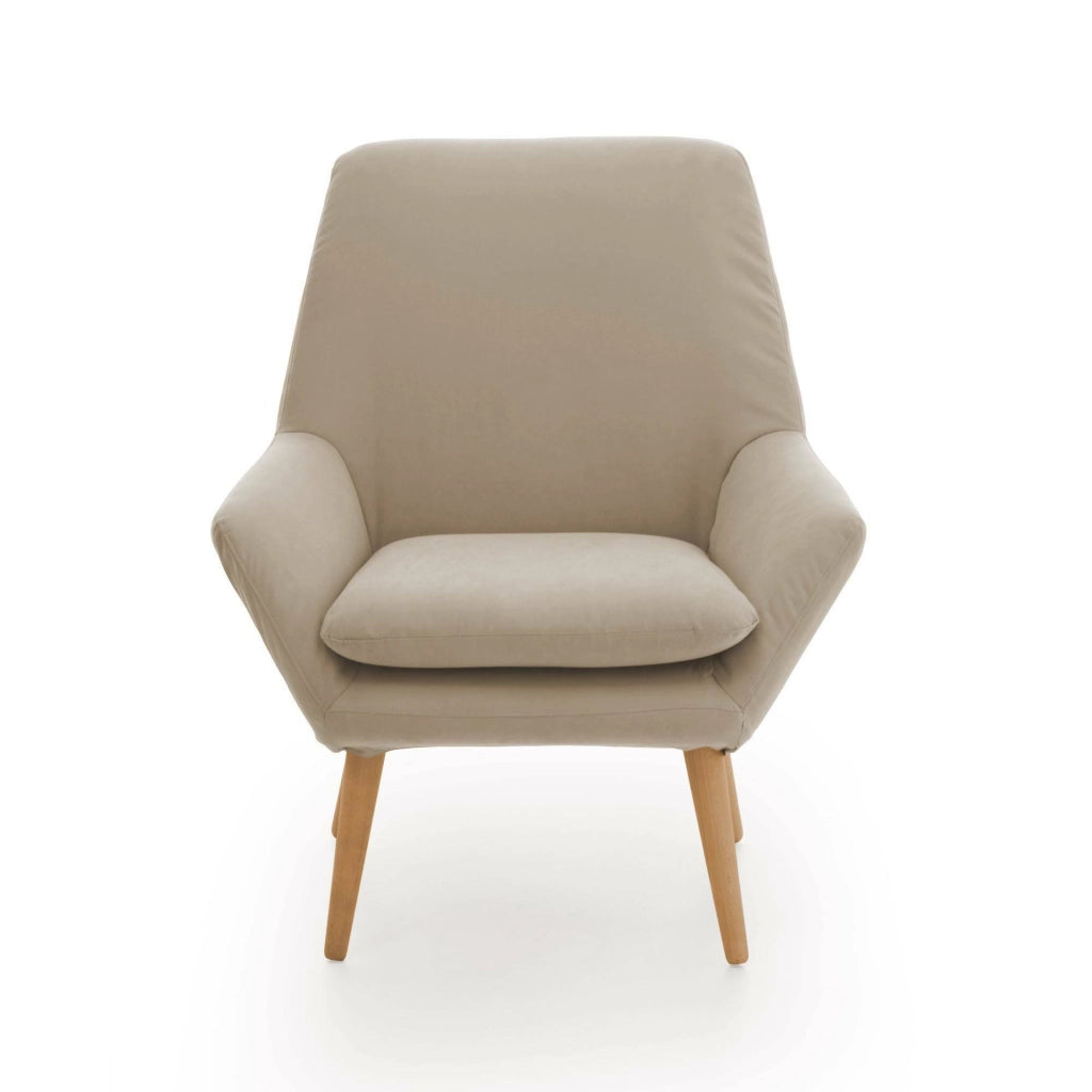 Poltrona Anido, Poltrona di design da salotto, 100% Made in Italy, Poltroncina relax in tessuto imbottito, cm 80x70h95, Beige