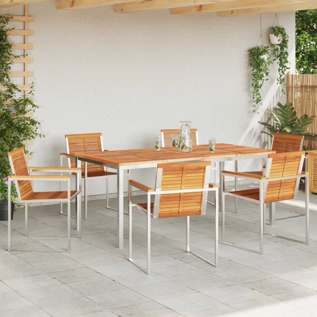 Set da Pranzo da Giardino  7 Pezzi in Legno Massello di Acacia