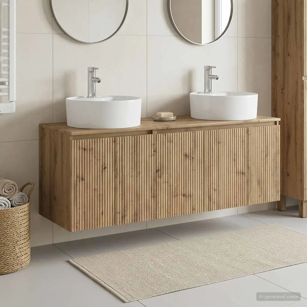 Set di Armadi da Bagno 3 pz Rovere Artigianale 3405676
