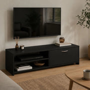 Lihamo, Mobile Porta tv un Cassetto, 120x39x31h cm Nero