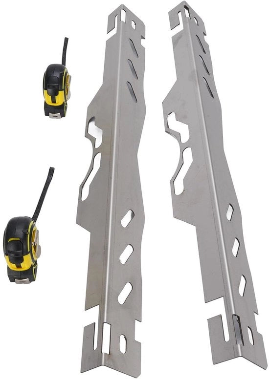Sistema di allineamento per acciaio leggero - 2 pezzi - Inclusi livelli - Costruito in acciaio resistente - Dimensioni 60x6x5,3 cm - Rivestimento nero - Sistema di allineamento