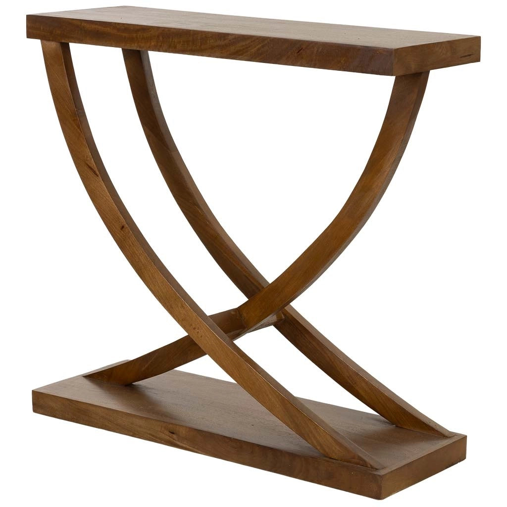 Mobile da ingresso in legno marrone fatto a mano 90x30x84h cm
