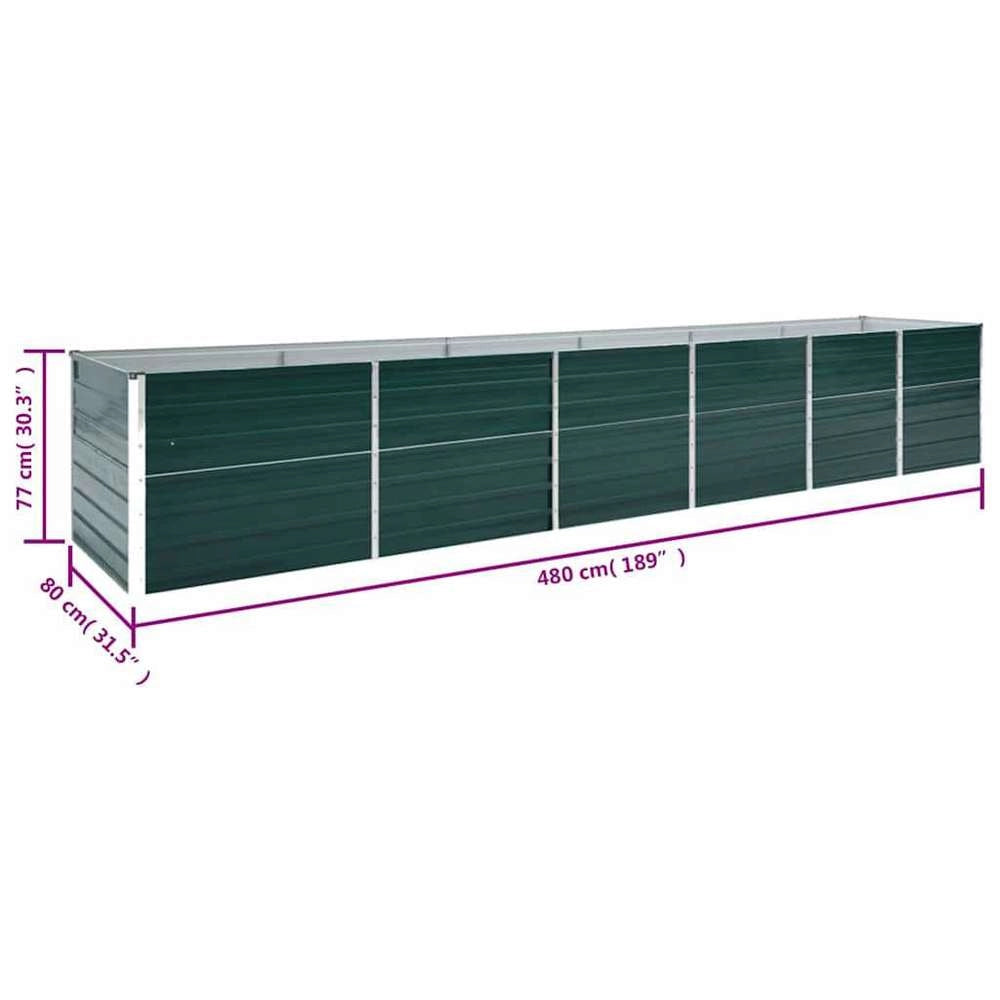 Garden Raised Bed Galvanized Steel 480x80x77 Cm Green