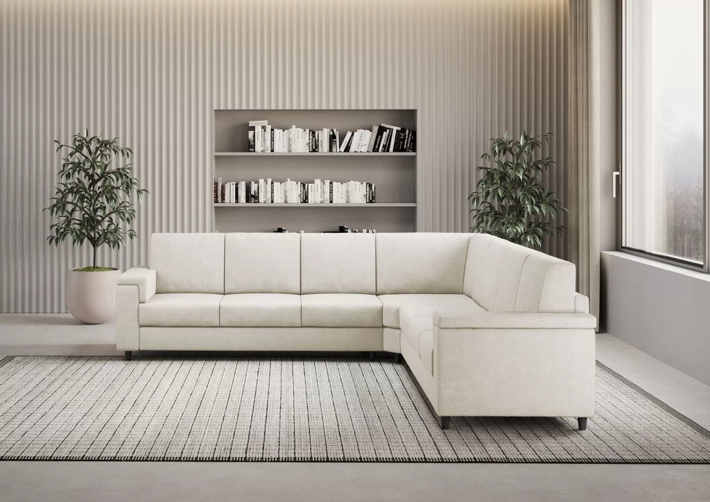 Divano marrak 3 posti  (tre sedute da 60cm) + angolo + divano 3 posti (tre sedute da 60cm) misure esterne l.286x286 | latte - Mobili 2G