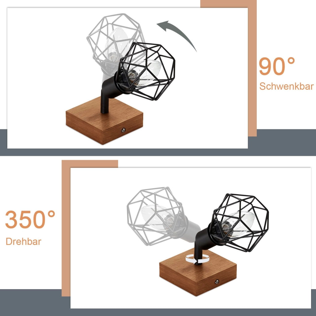 ZMH Faretto da soffitto neri metallo orientabili 350° max 40W LED per corridoio soggiorno camera letto cucina