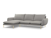 Cosmopolitan Design - Divano angolare sinistro "Vienna" 5 posti in bouclé grigio 