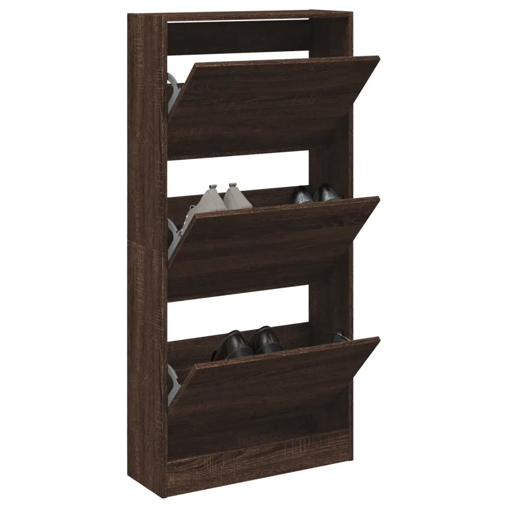 Scarpiera-Scaffale per scarpe Rovere Marrone 60x21x125,5 cm in Legno Multistrato