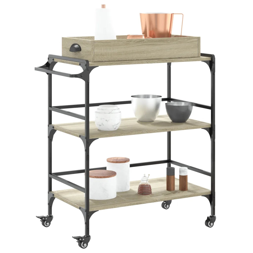 Carrello Cucina-Scaffale per Cucina Rovere Sonoma 81,5x41x92,5 cm Legno Multistrato