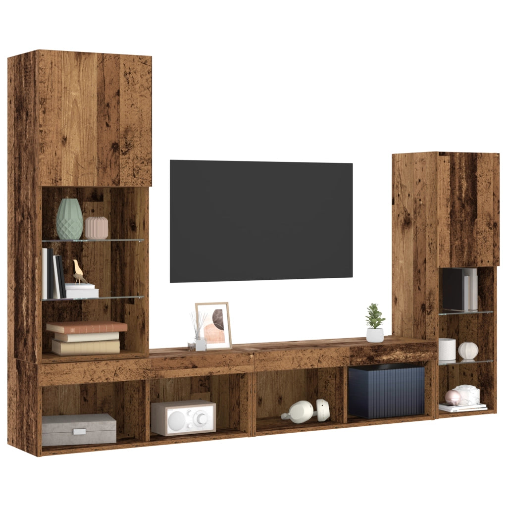 Mobile TV  con luci LED Legno invecchiato 40.5x30x102 cm