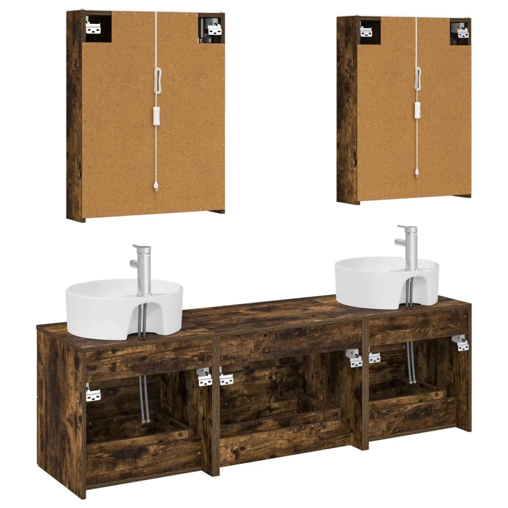 Set di mobili per il bagno 5 pcs Rovere Fumo 3406891