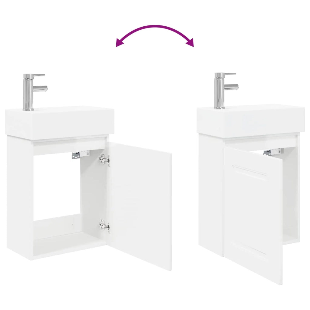 Mobile bagno con rubinetto Bianco Lucido 45,5 x 22,5 x 84 cm 889465