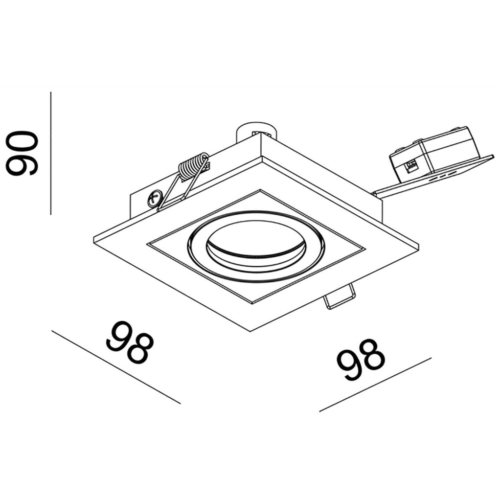 Faretto argentato incasso quadrato doppia inclinazione LED 8W GU10 luci ufficio LUCE 4000K