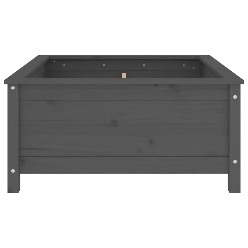 Fioriera rialzata per piante e fiori terrazza giardino 82,5 x 82,5 x 39 cm legno massello di pino grigio 02_0037944