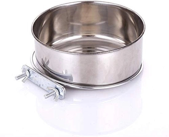 Ciotola per cani appesa, ciotola per cani in acciaio inossidabile per appendere alla gabbia, ciotola per acqua e cibo per uccelli, pappagalli, conigli (16 * 6cm)
