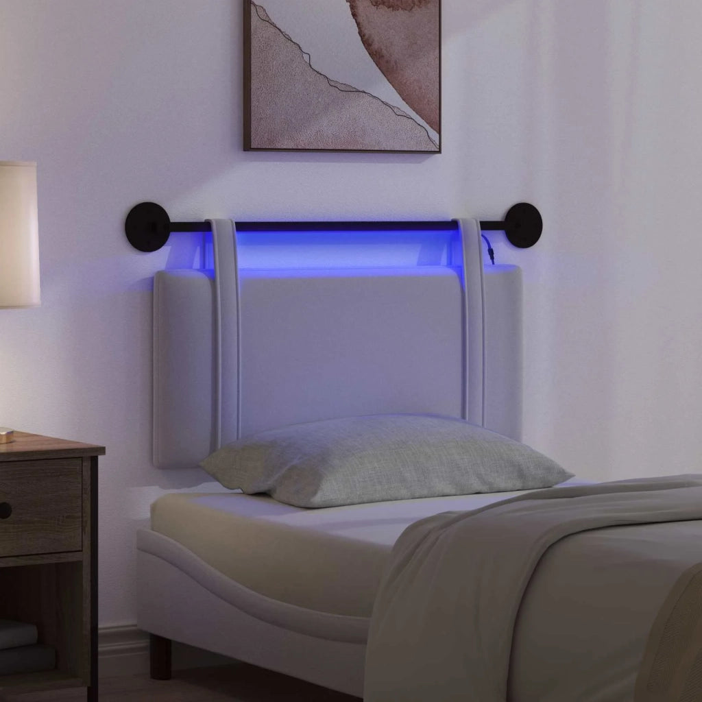 Testiera sospesa Con luce LED Bianco Tessuto 3423826