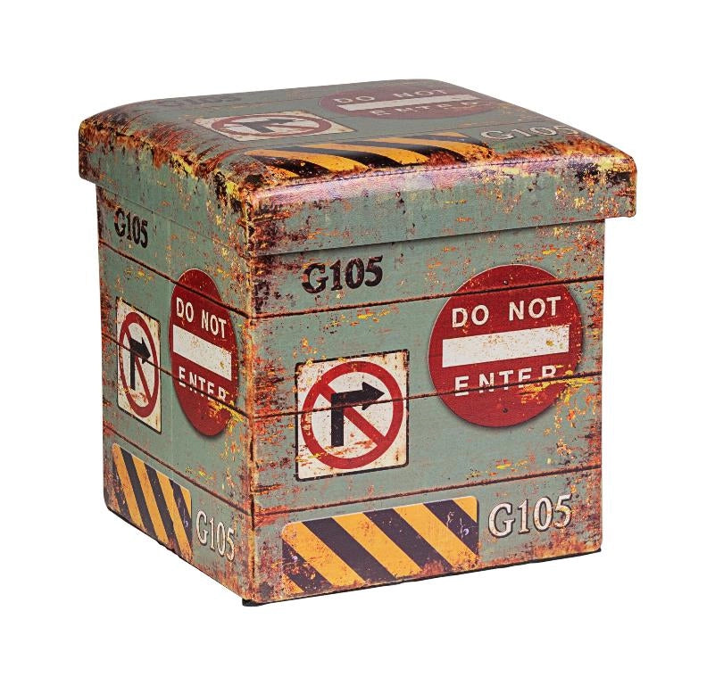 Pouf imbottito decorativo contentore road 36 x 36 x 36 cm