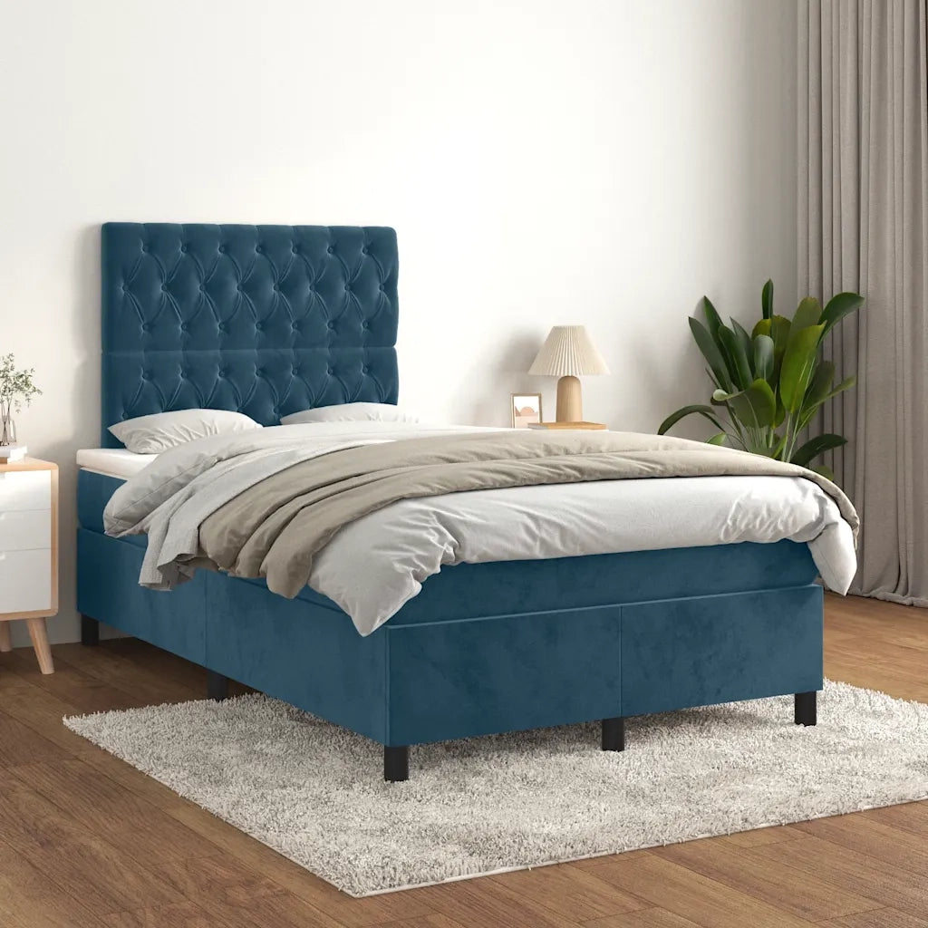 Giroletto a Molle con Materasso Blu Scuro 120x190 cm in Velluto 3270017