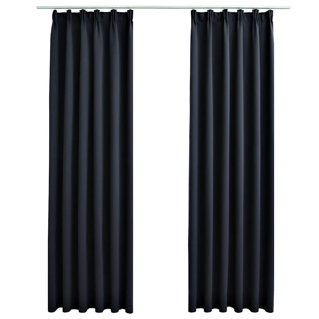 Tende Oscuranti | Tende Blackout con Ganci 2 pz Antracite 140x175 cm