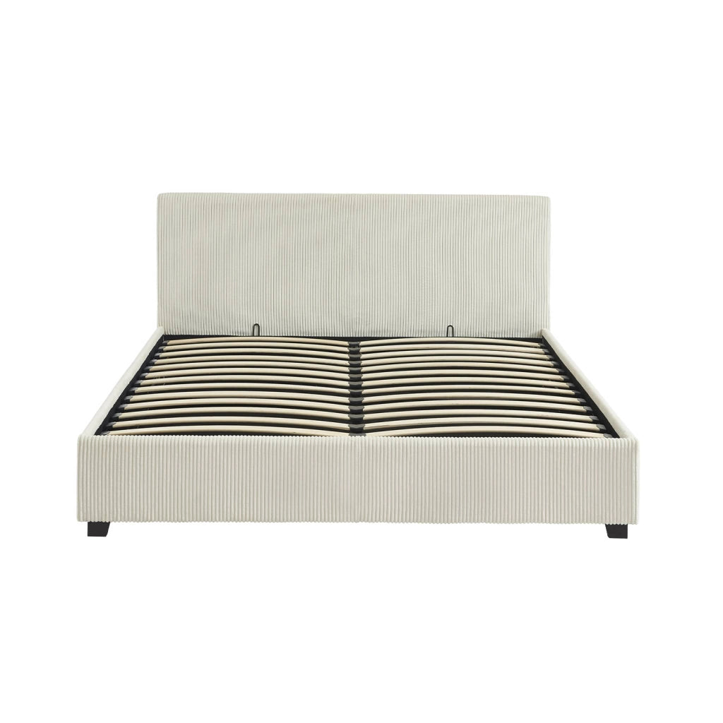 Letto a cassettone con rete a doghe 160x200cm, velluto a coste grosse,