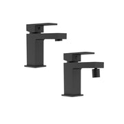 Set miscelatore lavabo e bidet senza scarico in ottone nero opaco | Grace