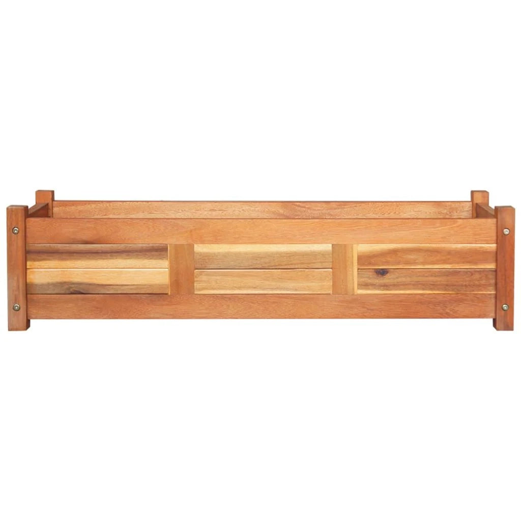 Fioriera rialzata per piante e fiori da giardino 100 x 30 x 25 cm legno di acacia 02_0001178