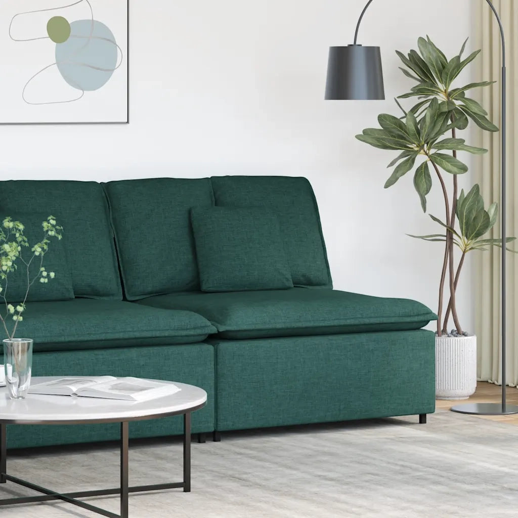Modulo Centrale Divano Modulare con Cuscini Verde Scuro 100 cm