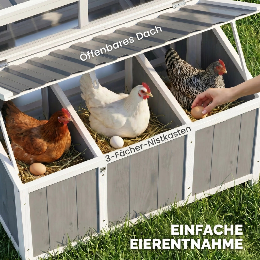 Pollaietto in legno per 3-4 galline con tetto in PET ¨C Minimal ¨C 145x90x92 cm grigio