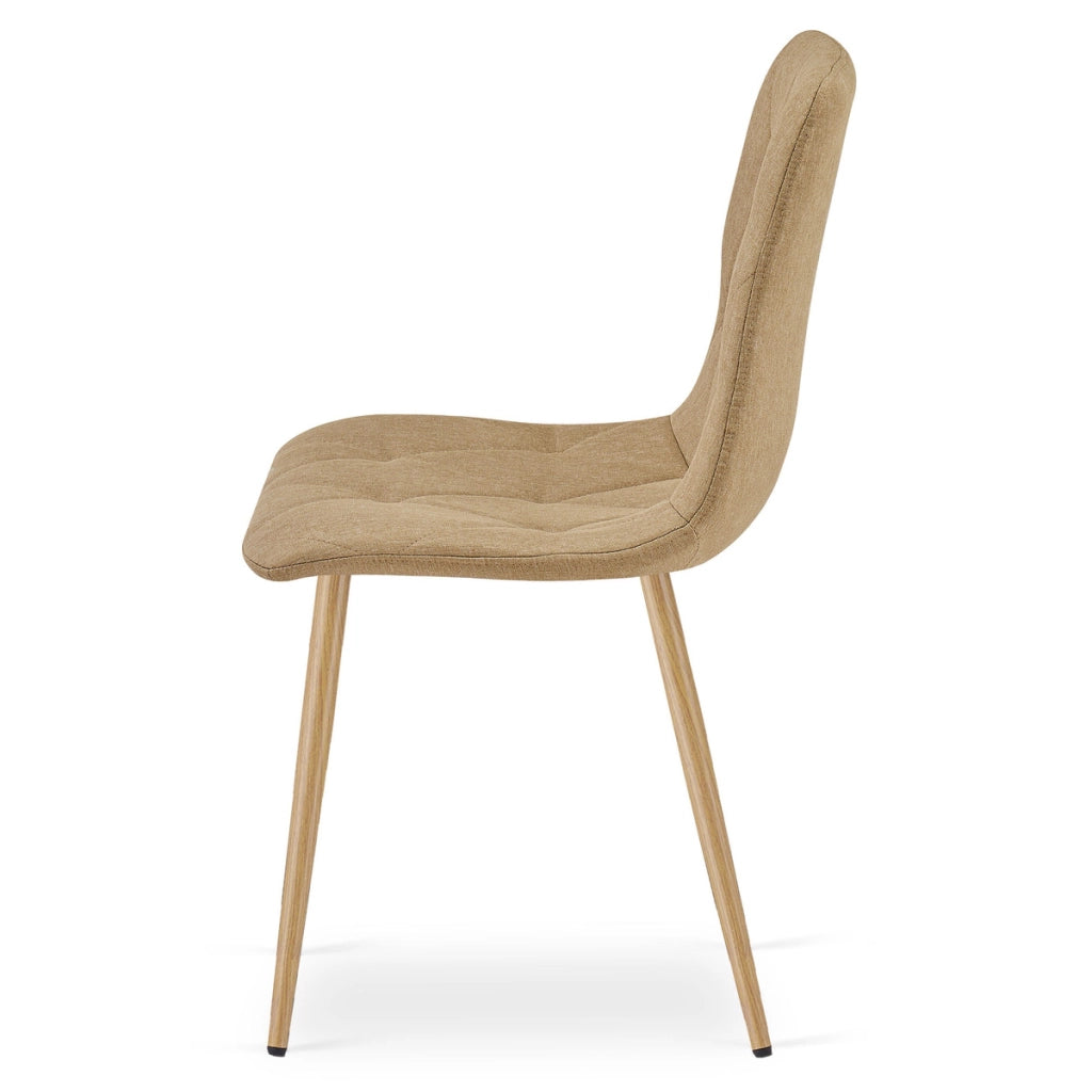Set di 2 sedie Libra in tessuto beige con gambe effetto legno