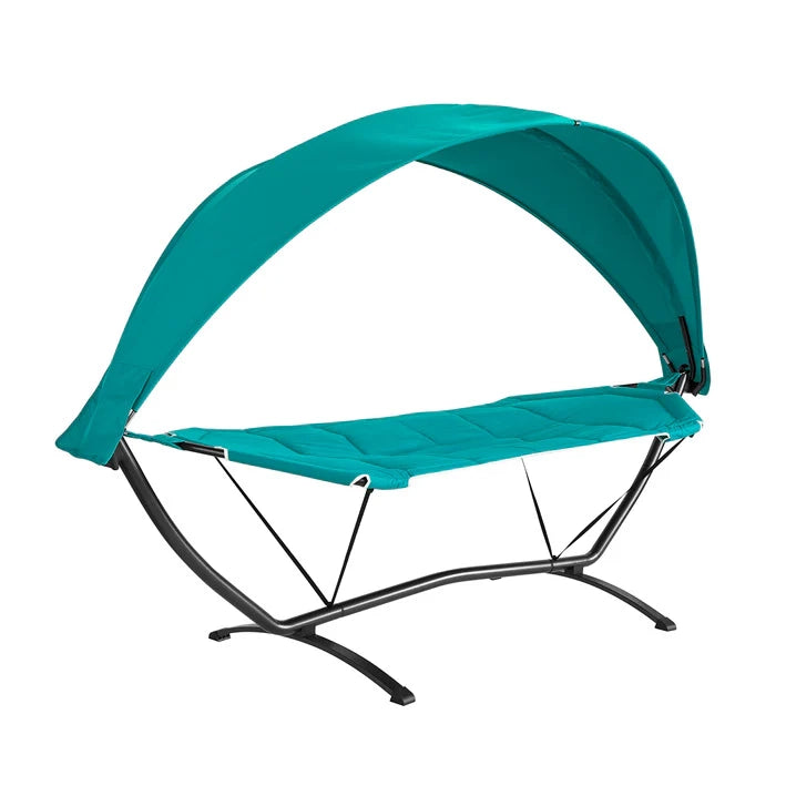 Amaca con Supporto e tettuccio da Giardino L92*P214*A72cm, Portata Fino a 150 kg con Cinturini anticaduta OGS51-TB (Blu)