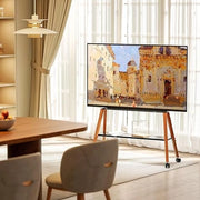 TV-standaard per schermo da 37 a 86 pollici - TV-vassoio in altezza regolabile - Design a gomito con 4 gambe in legno di faggio - Ideale per TV da camera da letto e soggiorno vassoio estensibile