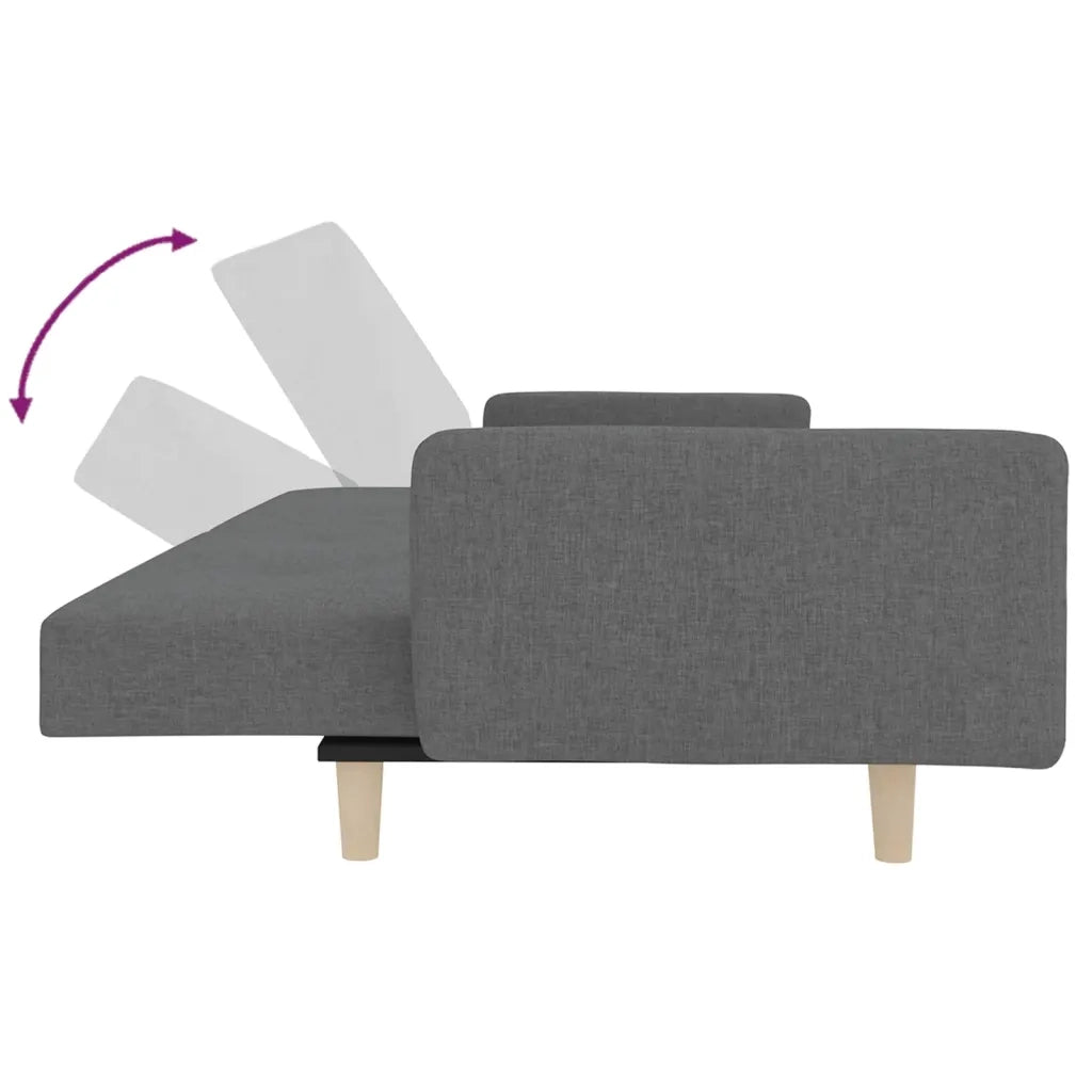 Divano Letto a 2 Posti con 2 Cuscini Grigio Chiaro in Tessuto 375741