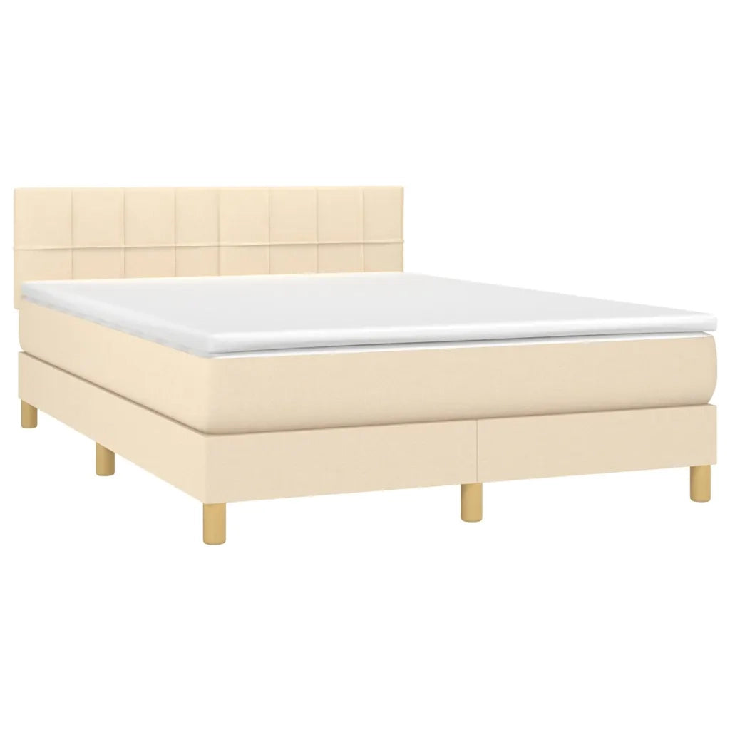 Giroletto a Molle con Materasso Crema 140x19 cm in Tessuto 3140614