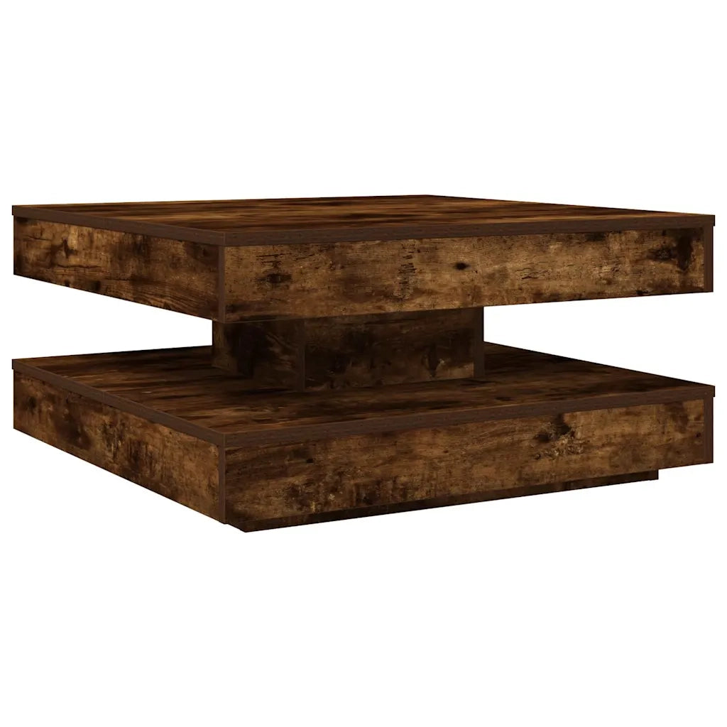 Tavolino da Caffè Girevole a 360 Gradi Rovere 70x70x34,5 cm 858483