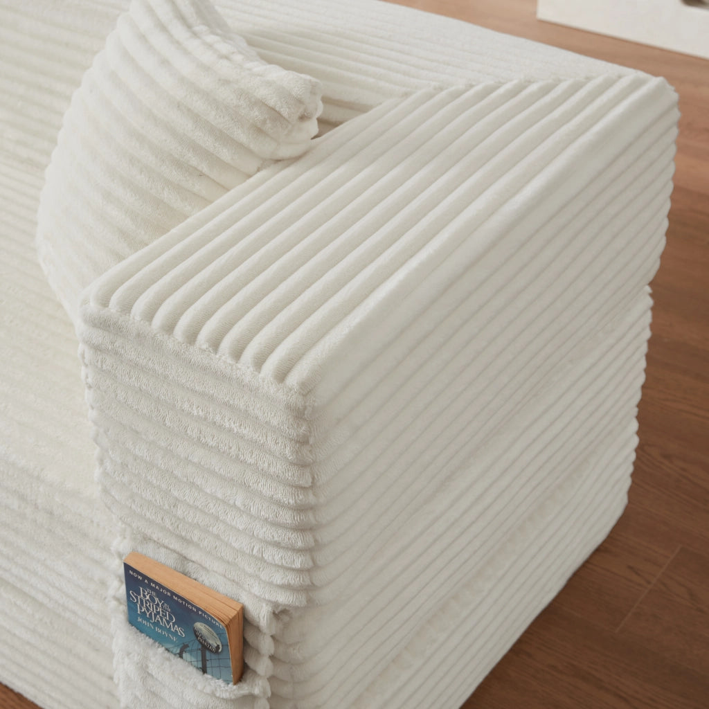 Divano convertibile con struttura in schiuma, design quadrato classico, Bianco