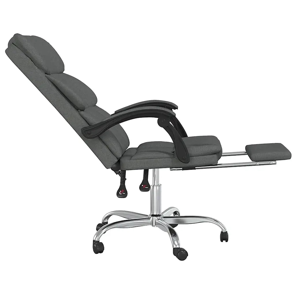 Sedia per studi-Poltrona da Ufficio Reclinabile Grigio Scuro in Tessuto 618396