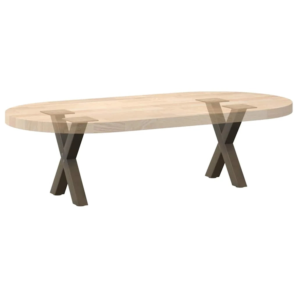 Set di 2 gambe per tavolino a forma di X 37 x 30 cm con piedini regolabili design moderno acciaio naturale 02_0057150