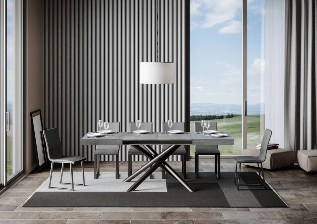 Tavolo Allungabile 140-244x90x77 cm Famas Cemento Telaio Antracite
