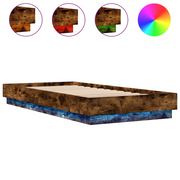 Letto singolo | Letto per adulti | Giroletto con LED Rovere Fumo 100x200 cm