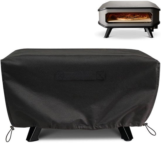 Copertura per forno a pizza esterno, 62x62x28cm, idonea per forni a gas da 17", copertura impermeabile per accessori forno a pizza, 420D tessuto Oxford con cinturino regolabile doppio.