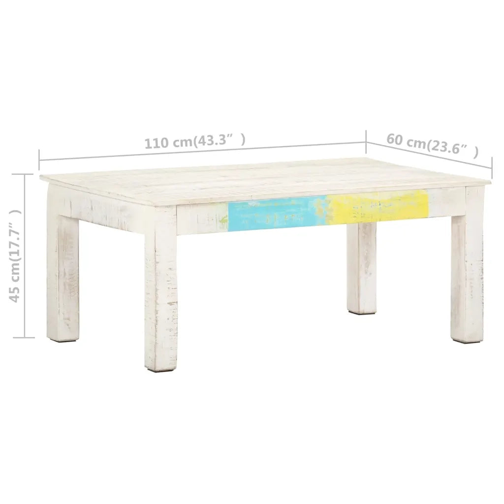 Tavolino da salotto | Tavolino da caff¨¨ | Tavolino da Soggiorno Bianco 110x60x45 cm in Massello di Mango