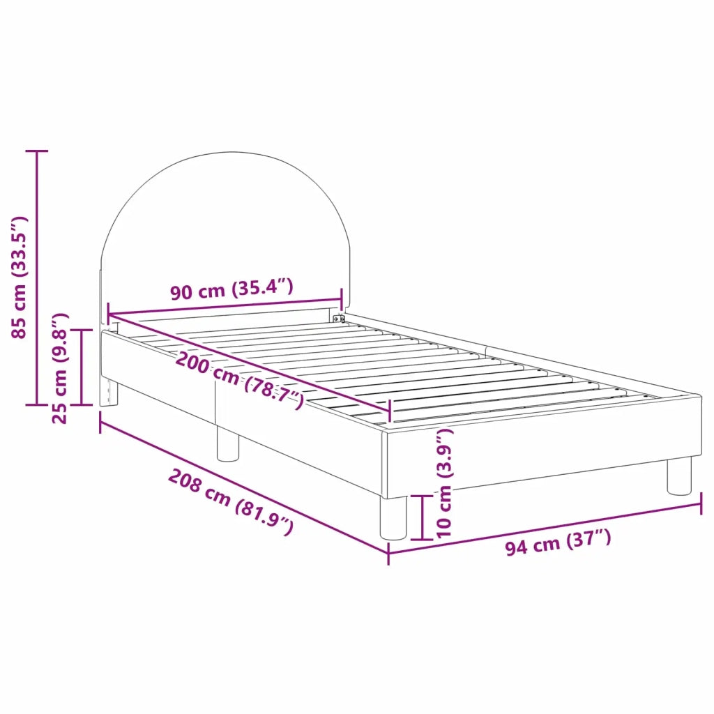 Struttura letto bambini con testata Rosa 90 x 200 cm Bouclé