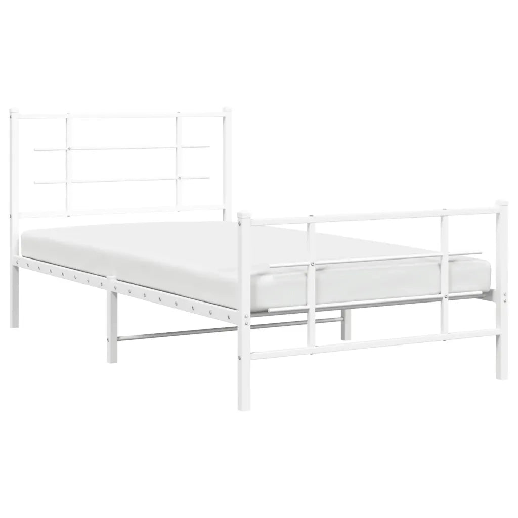 Giroletto con Testiera e Pediera Metallo Bianco 100x200 cm 355623