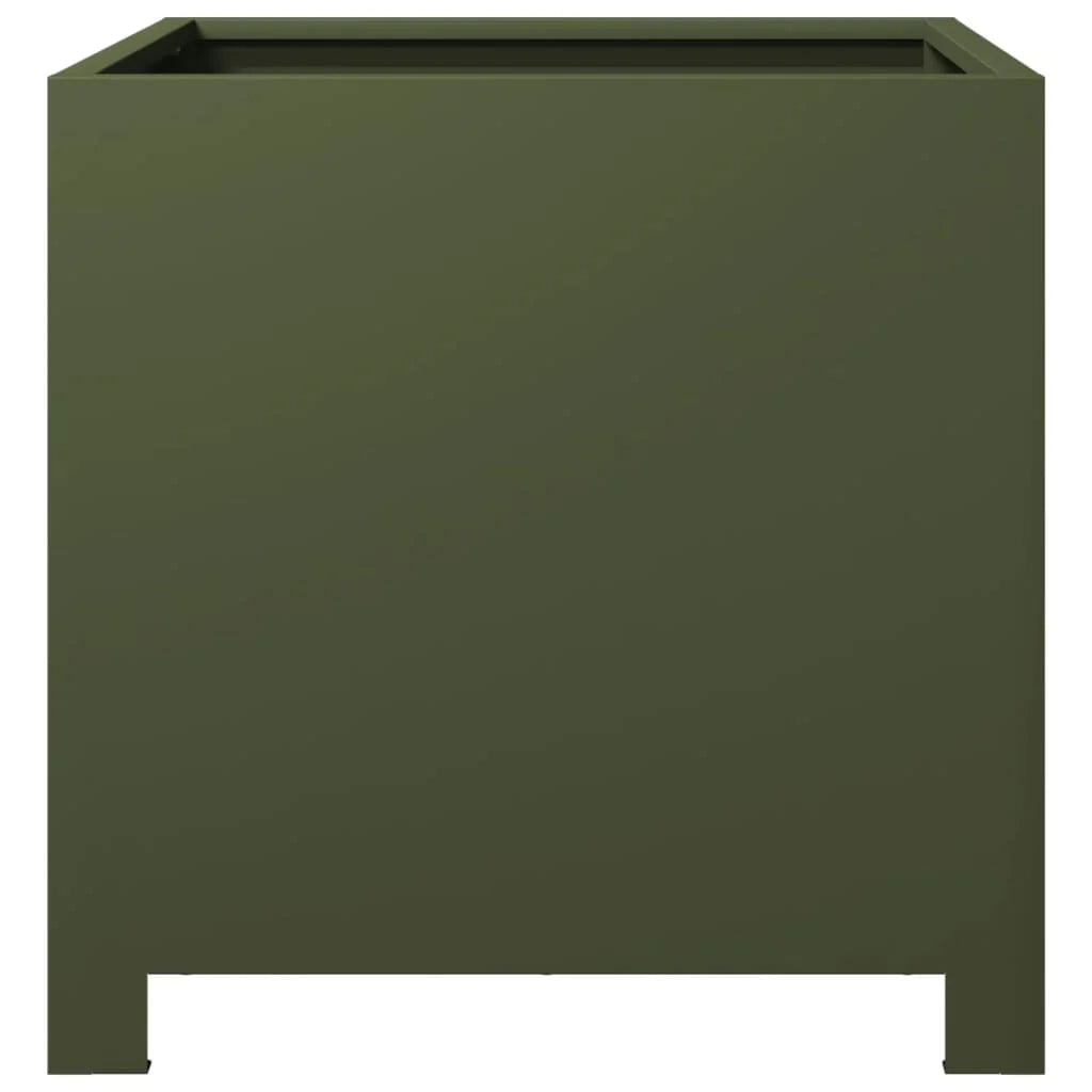 Fioriera rialzata color oliva per piante fiori e patio/giardino 40 x 40 x 40 cm acciaio verde 02_0038697