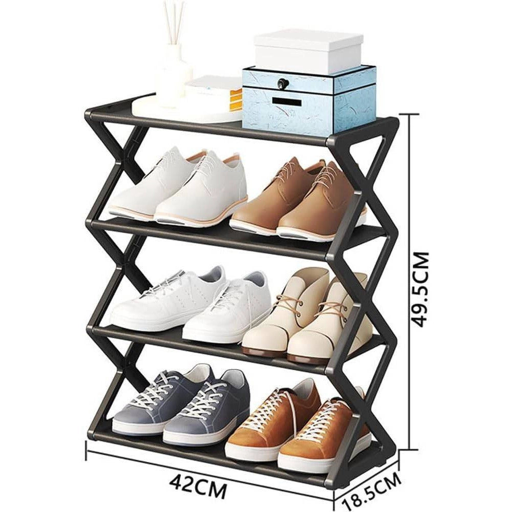 Trade Shop - Scarpiera Forma X Custodia Multifunzionale In Acciaio Portascarpe Staccabile Nero -