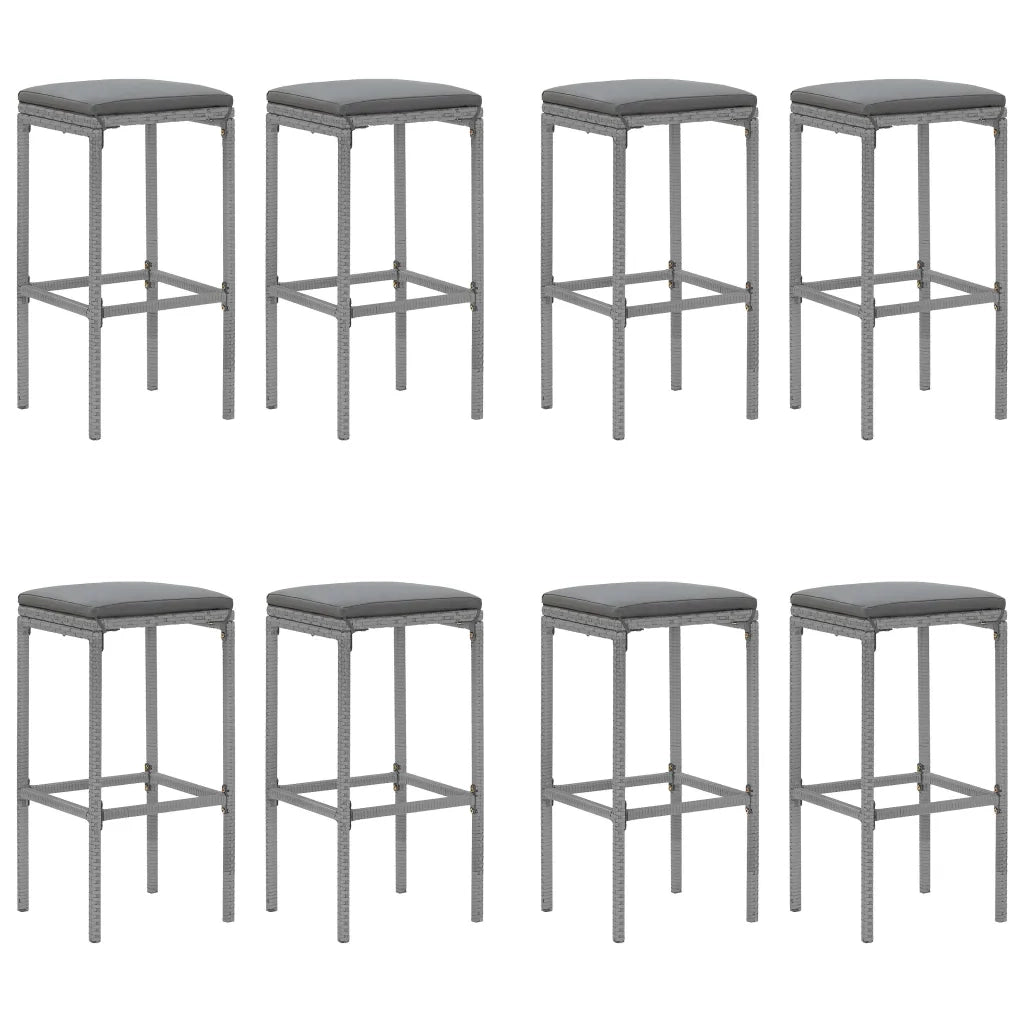 Set Bar da Giardino 9 pz con Cuscini in Polyrattan Grigio 3187638