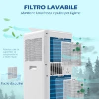 Condizionatore Portatile 1250W con 5 Modalità e Timer 24h, 35.5x35x70 cm, Bianco