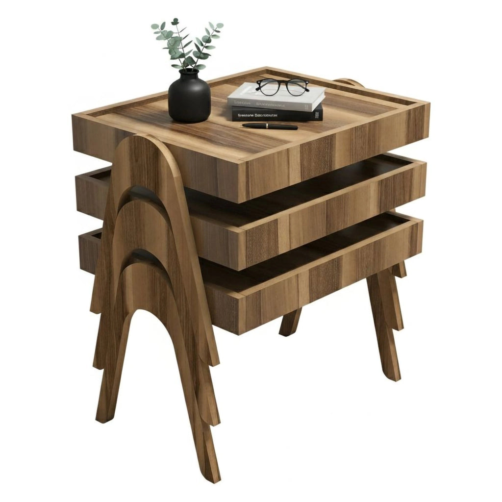 Strembo, Tavolino da Salotto Forma Rettangolare, 40x53.6x64h cm Marrone Noce