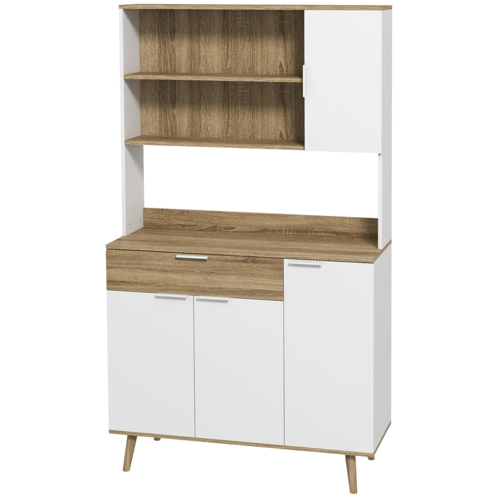 Credenza con Armadietti e Cassetto ¨C Zephmum ¨C Bianco e Legno 98x39x180